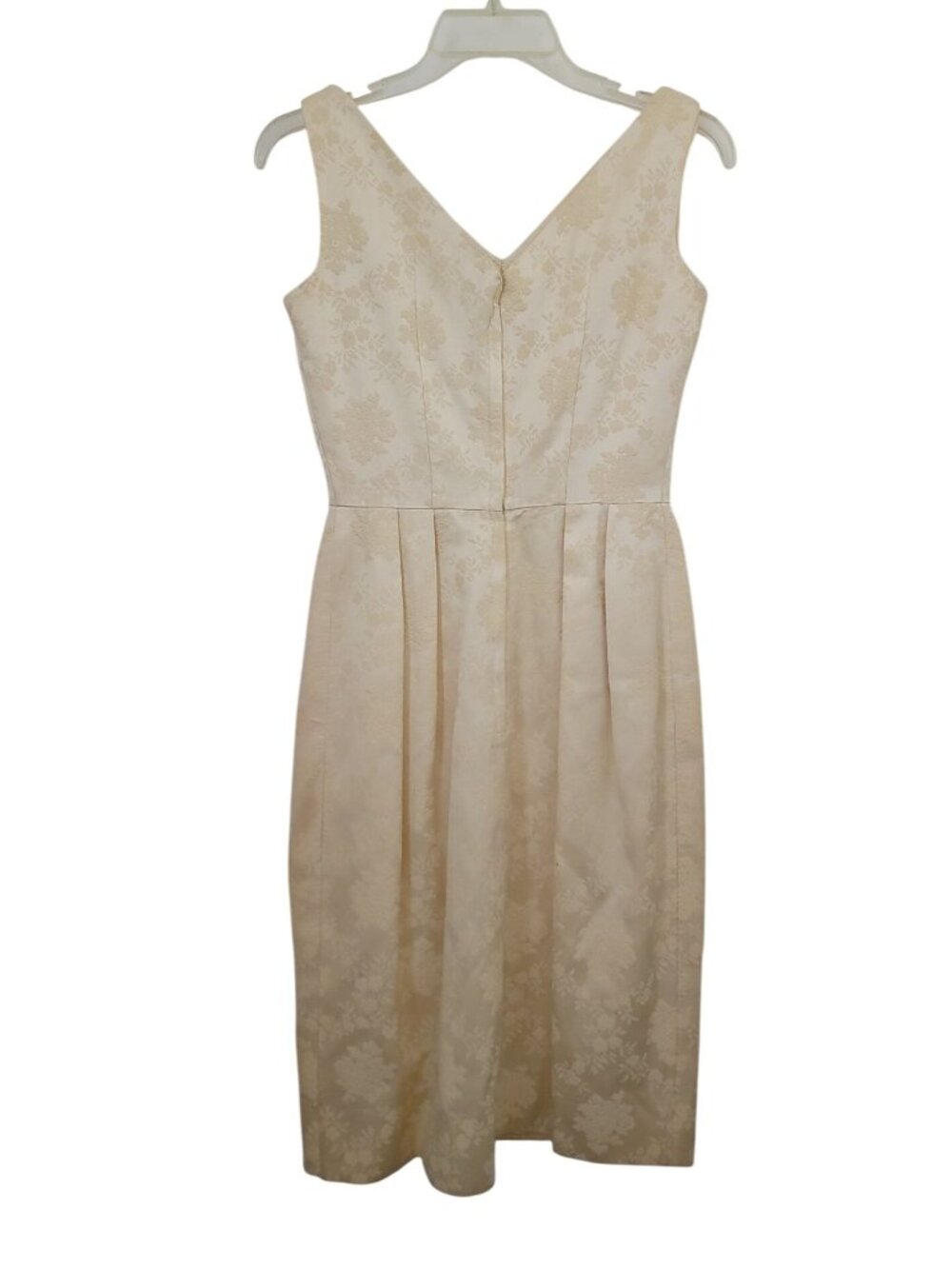 Vintage 50s/60s Ivory Brocade Floral Jacquard Dress & Cropped Jacket Set S/M - Picture 5 of 13